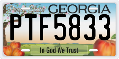 GA license plate PTF5833
