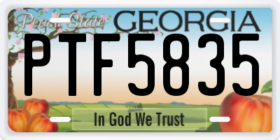GA license plate PTF5835