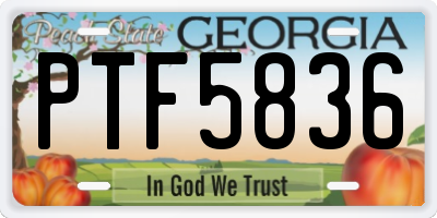 GA license plate PTF5836