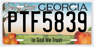 GA license plate PTF5839