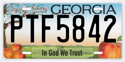 GA license plate PTF5842
