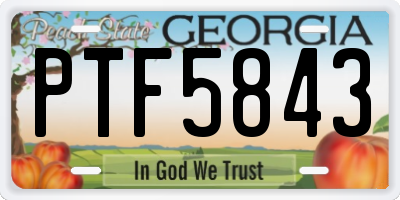 GA license plate PTF5843