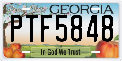 GA license plate PTF5848
