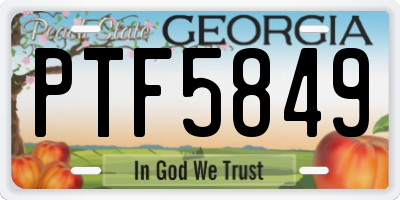 GA license plate PTF5849