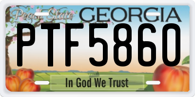 GA license plate PTF5860