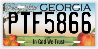 GA license plate PTF5866