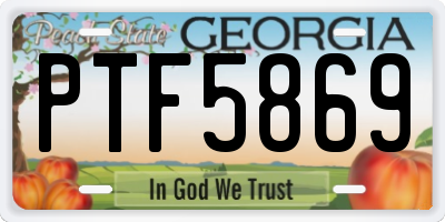 GA license plate PTF5869