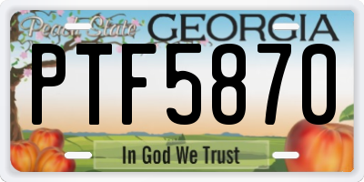 GA license plate PTF5870
