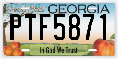 GA license plate PTF5871