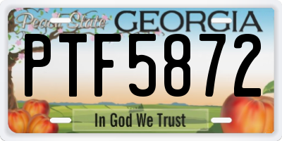 GA license plate PTF5872