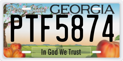 GA license plate PTF5874