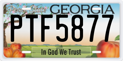 GA license plate PTF5877