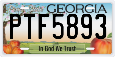 GA license plate PTF5893