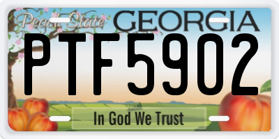 GA license plate PTF5902