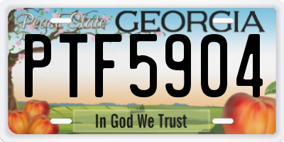 GA license plate PTF5904