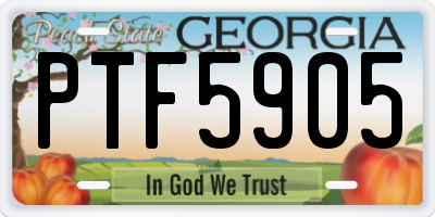 GA license plate PTF5905