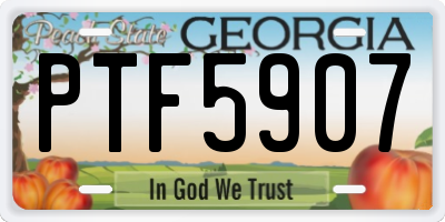 GA license plate PTF5907