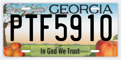 GA license plate PTF5910