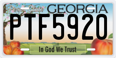 GA license plate PTF5920