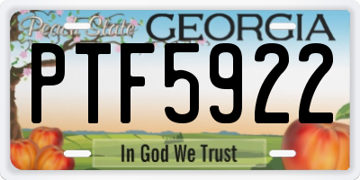 GA license plate PTF5922