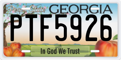 GA license plate PTF5926