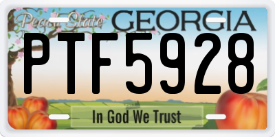 GA license plate PTF5928