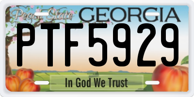 GA license plate PTF5929