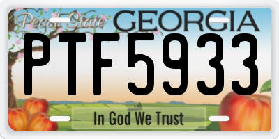 GA license plate PTF5933