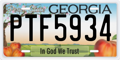 GA license plate PTF5934