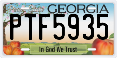 GA license plate PTF5935