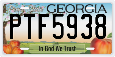 GA license plate PTF5938