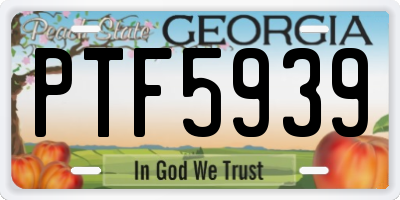 GA license plate PTF5939