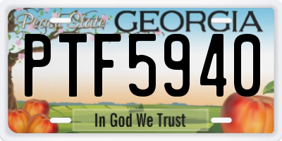 GA license plate PTF5940