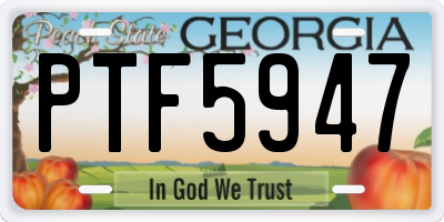 GA license plate PTF5947