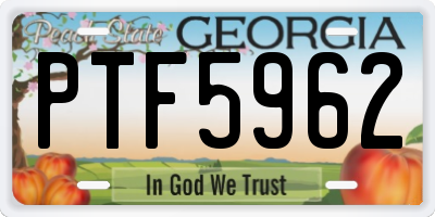 GA license plate PTF5962
