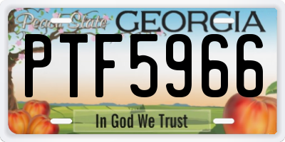 GA license plate PTF5966