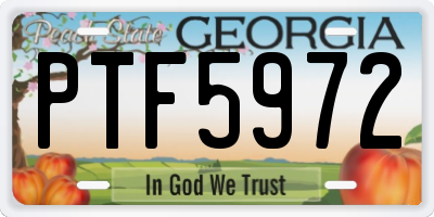 GA license plate PTF5972