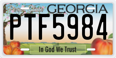 GA license plate PTF5984