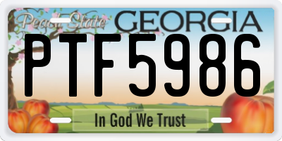GA license plate PTF5986