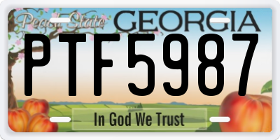 GA license plate PTF5987