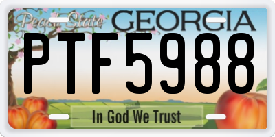 GA license plate PTF5988
