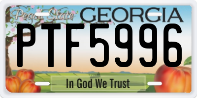 GA license plate PTF5996