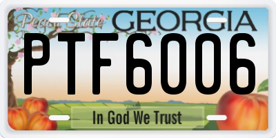 GA license plate PTF6006