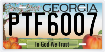 GA license plate PTF6007