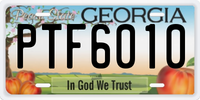 GA license plate PTF6010