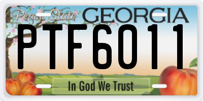 GA license plate PTF6011