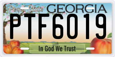 GA license plate PTF6019