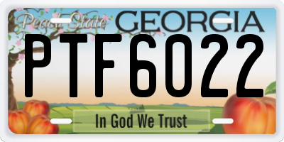 GA license plate PTF6022