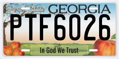 GA license plate PTF6026