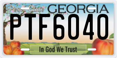 GA license plate PTF6040